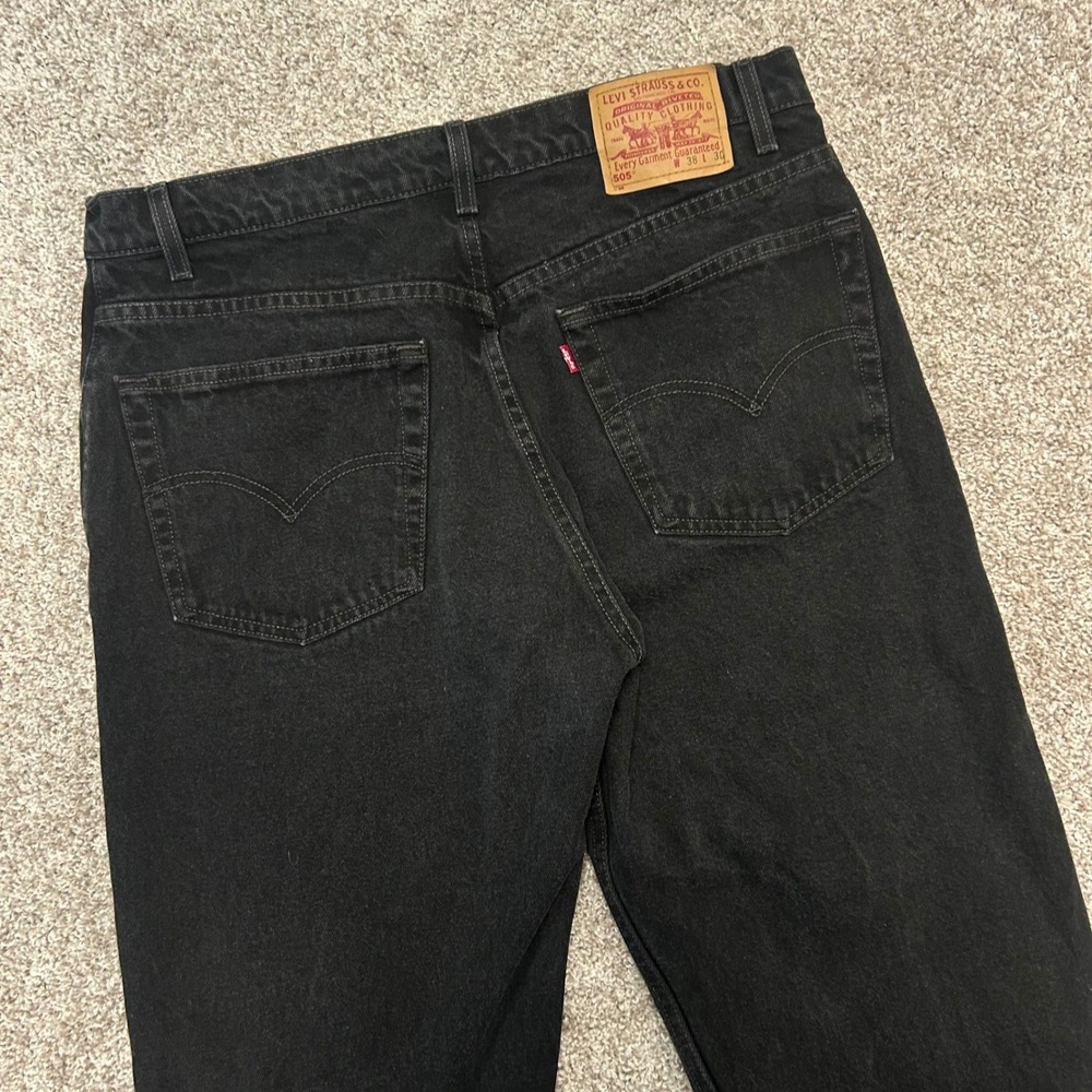 Levi's 505 Black Denim Jeans Vintage 90s Straight Leg Regular Fit Mexico 1998